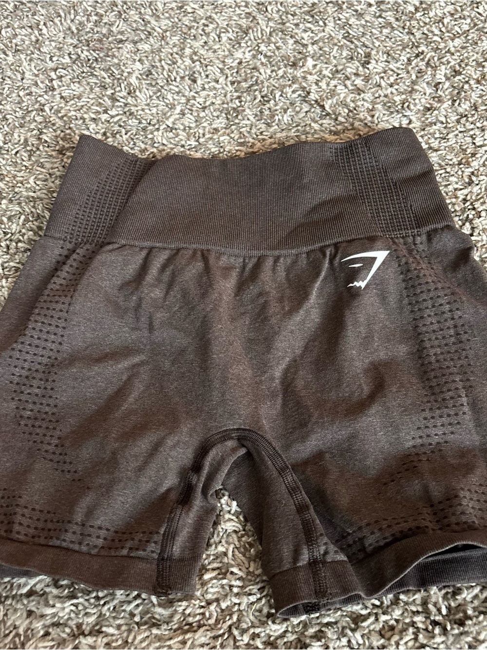 Gymshark Black Seamless High-Waist Bike Shorts with Logo branded brown